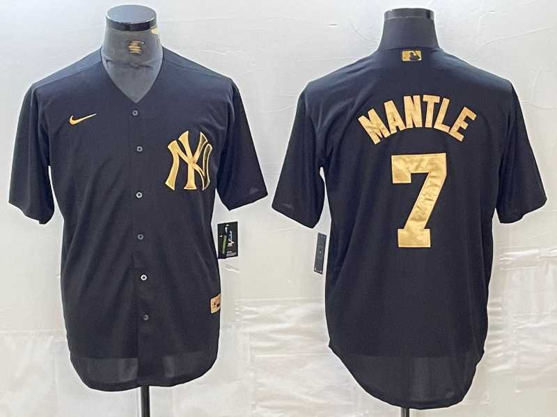 Men's New York Yankees #7 Mickey Mantle Black Gold Cool Base Stitched Jersey,We sell and wholesale Men's New York Yankees #7 Mickey Mantle Black Gold Cool Base Stitched Jersey on line form chian!